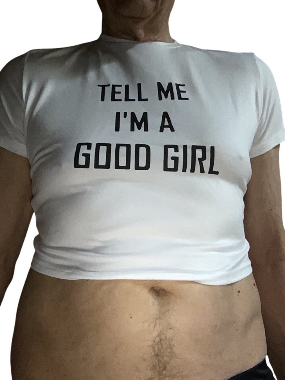 Tell Me Im A Good Girl Crop Top*White XL *Halloween*Sissy*Femboy*Cosplay*New